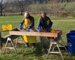 Volunteers on the farm