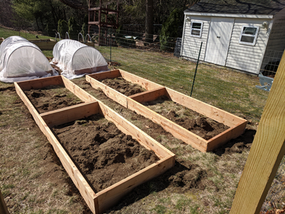 Raised beds under construction