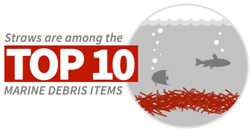 Straws are among the top 10 marine debris items